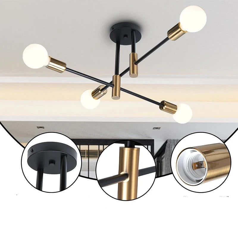 Lustre para Sala - Luminária LED de Teto Retro Luxo