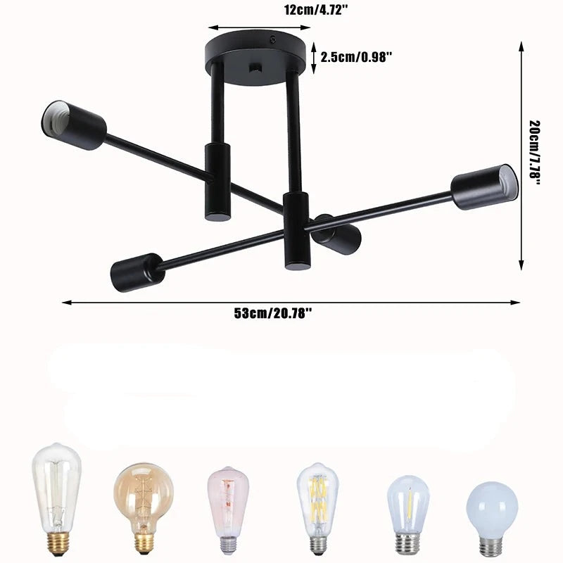 Lustre para Sala - Luminária LED de Teto Retro Luxo