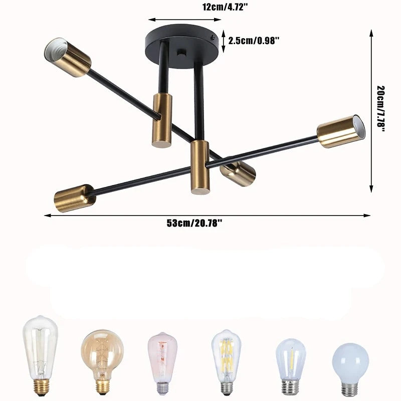 Lustre para Sala - Luminária LED de Teto Retro Luxo