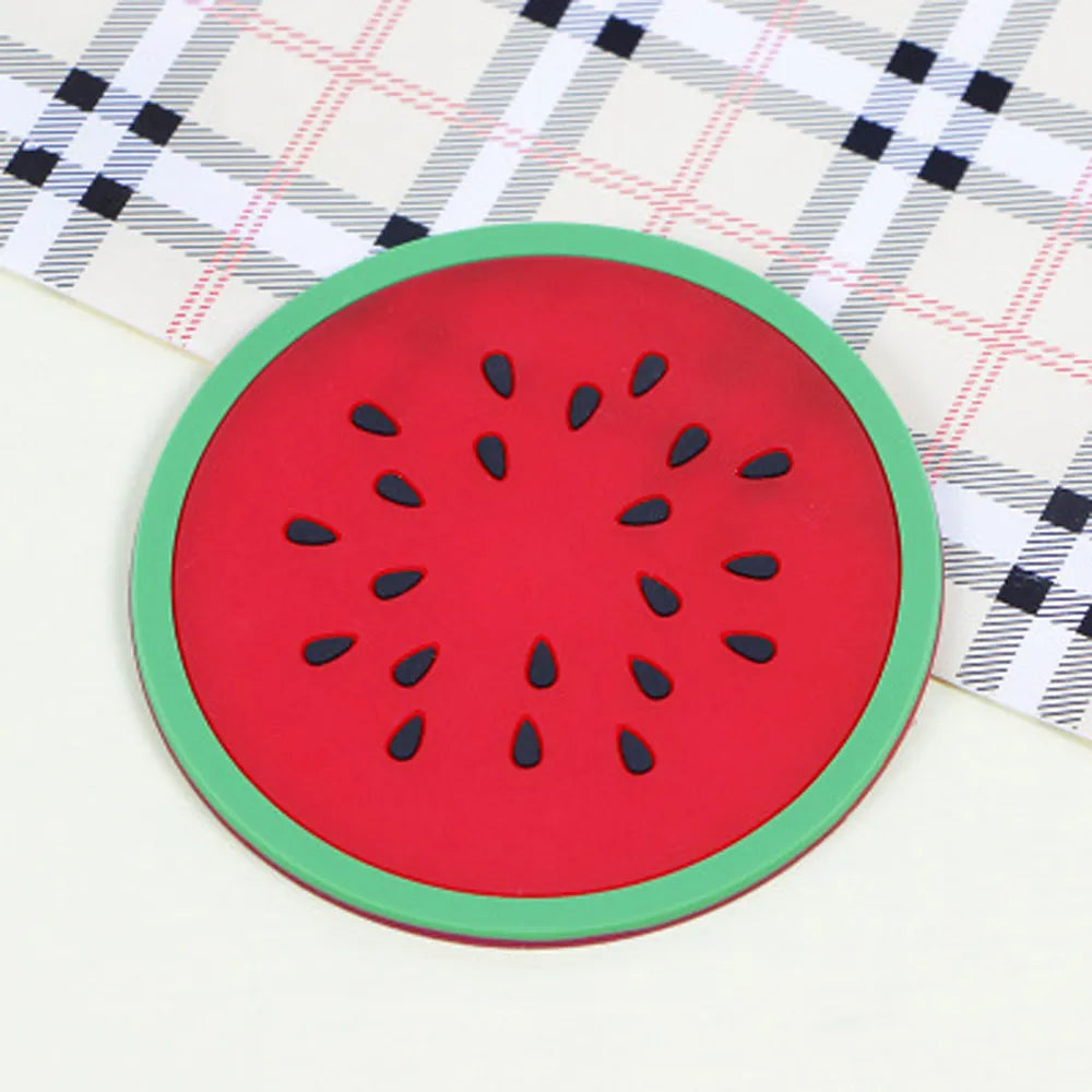 Porta-Copos em Formato de Frutas - Conjunto de Silicone para Mesa