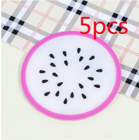 Porta-Copos em Formato de Frutas - Conjunto de Silicone para Mesa