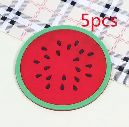 Porta-Copos em Formato de Frutas - Conjunto de Silicone para Mesa