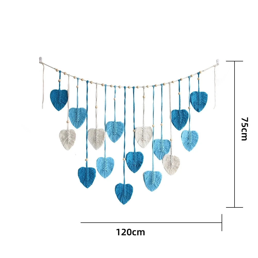 Tapeçaria de Parede Macramê com Folhas