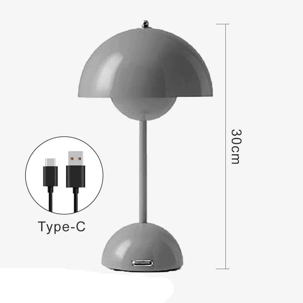 Luminária de Mesa LED Recarregável Cogumelo 