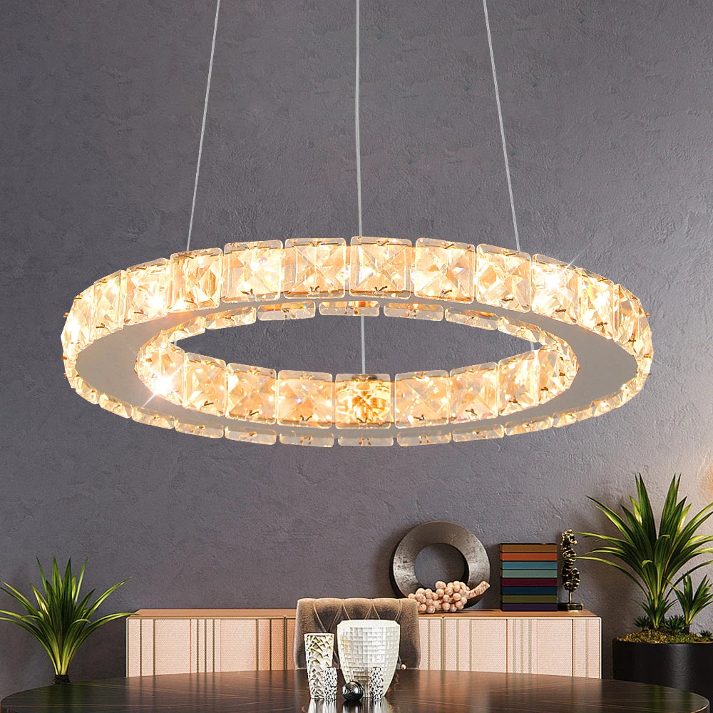 Lustre de Cristal LED Moderno para Sala de Estar e Jantar