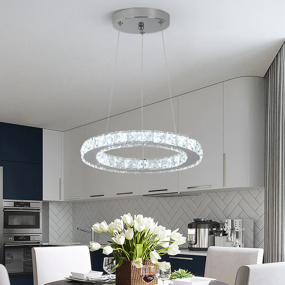 Lustre de Cristal LED Moderno para Sala de Estar e Jantar