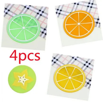 Porta-Copos em Formato de Frutas - Conjunto de Silicone para Mesa