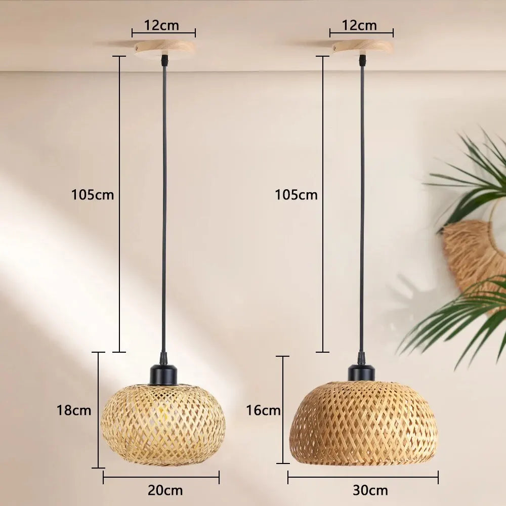 Lustre de Bambu Rattan Feito à Mão com LED para Teto