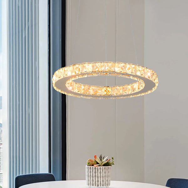 Lustre de Cristal LED Moderno para Sala de Estar e Jantar